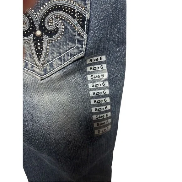 Sugar Factory Size 28”, US 6 Embroidered Medium Blue Bootcut Jeans (retail $299) - Picture 5 of 8
